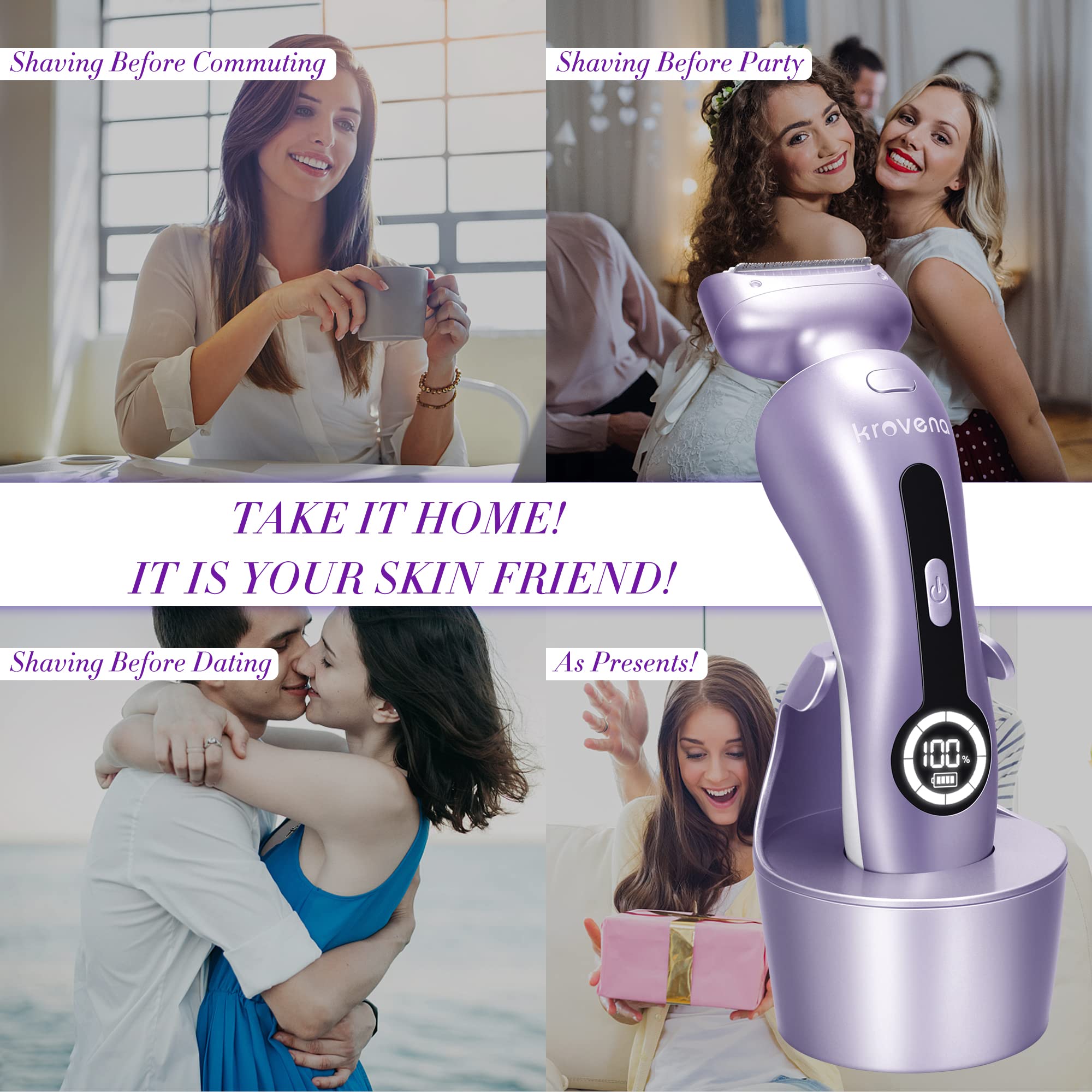 Krovena wet-dry-use shaver supports cordless operation anywhere.