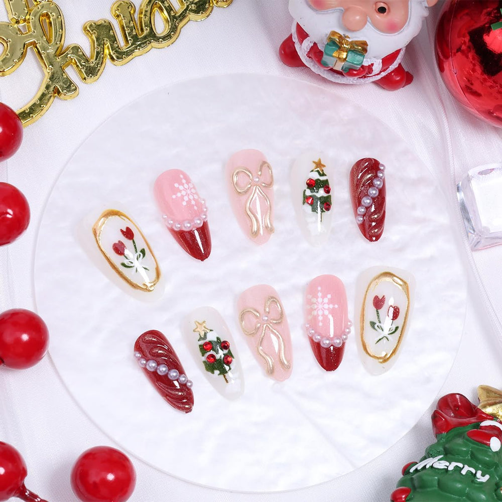 KRTBKR Christmas tree design nails for seasonal style.