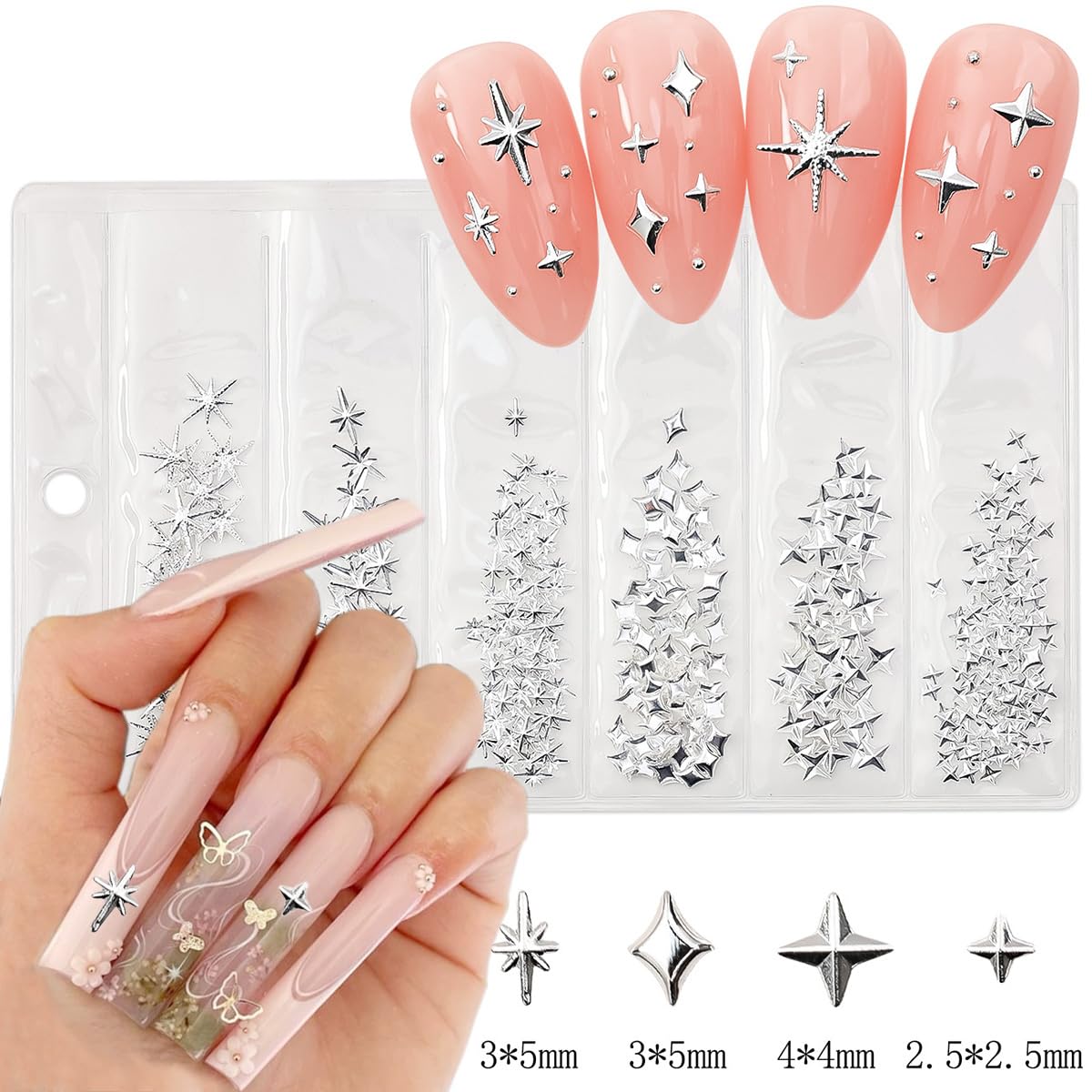 KRTBKR luxury metallic star charms apply with glue for secure wear