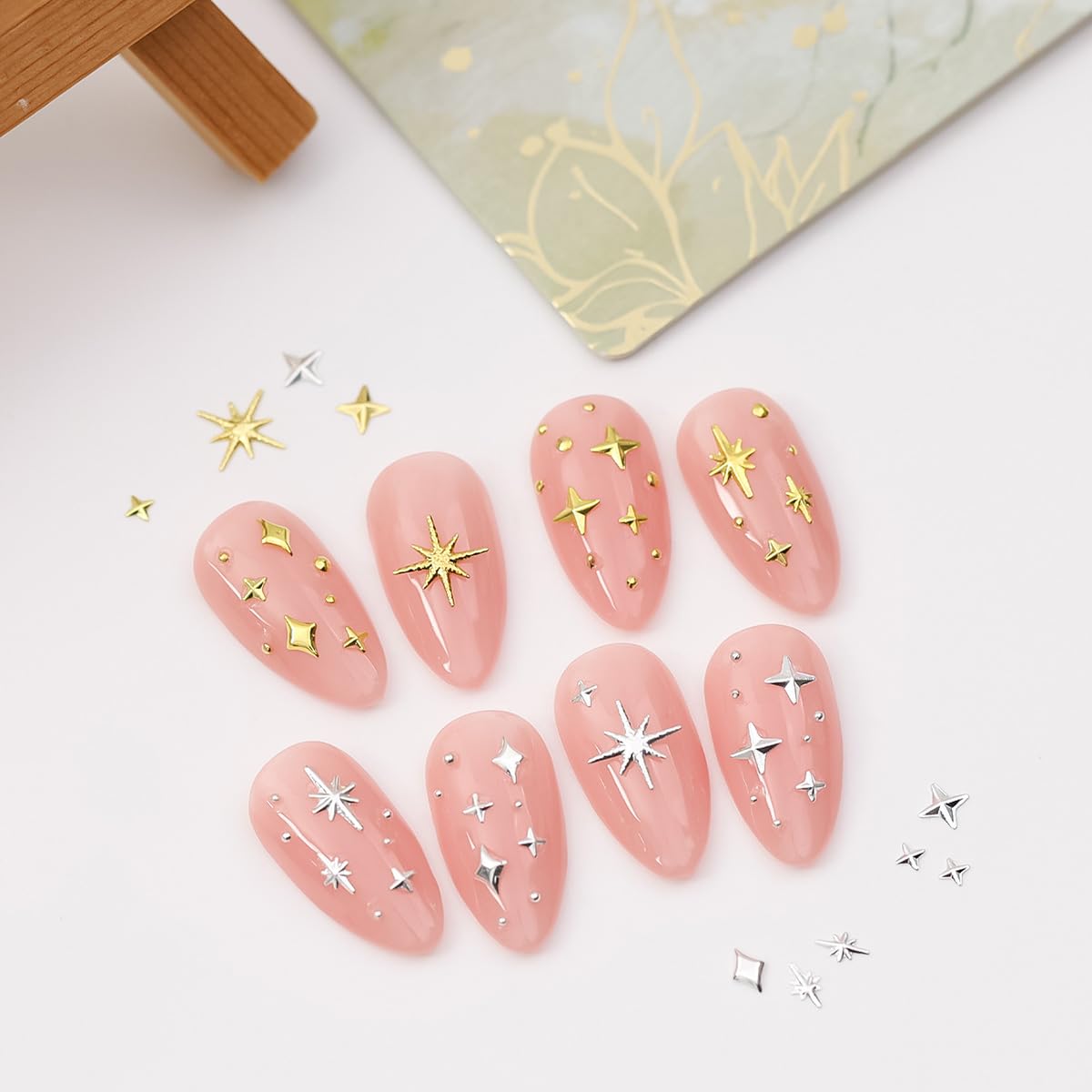 KRTBKR star charms collection in gold and silver for glam nails