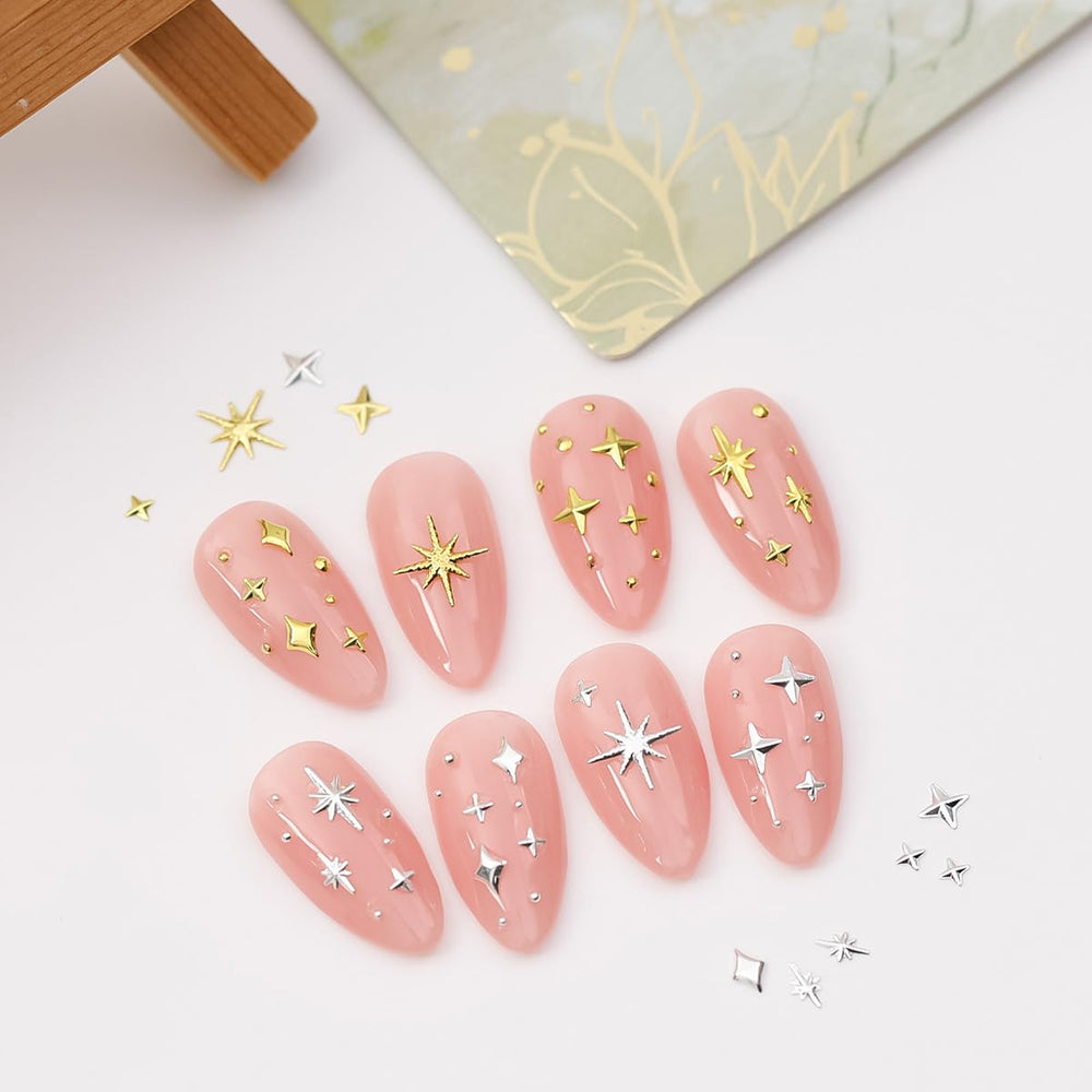 KRTBKR star charms collection in gold and silver for glam nails