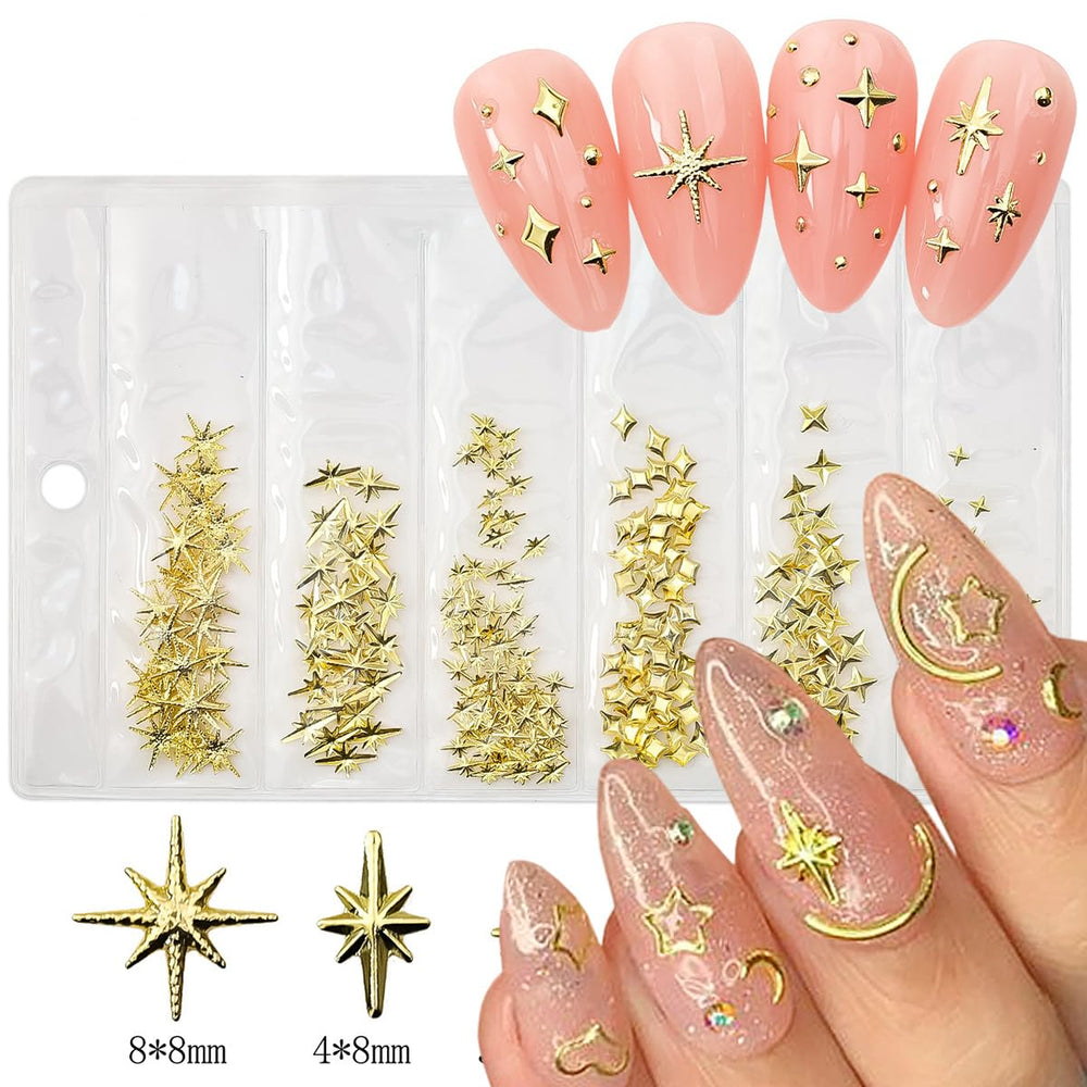 KRTBKR star rhinestones 3D design adds depth to manicure