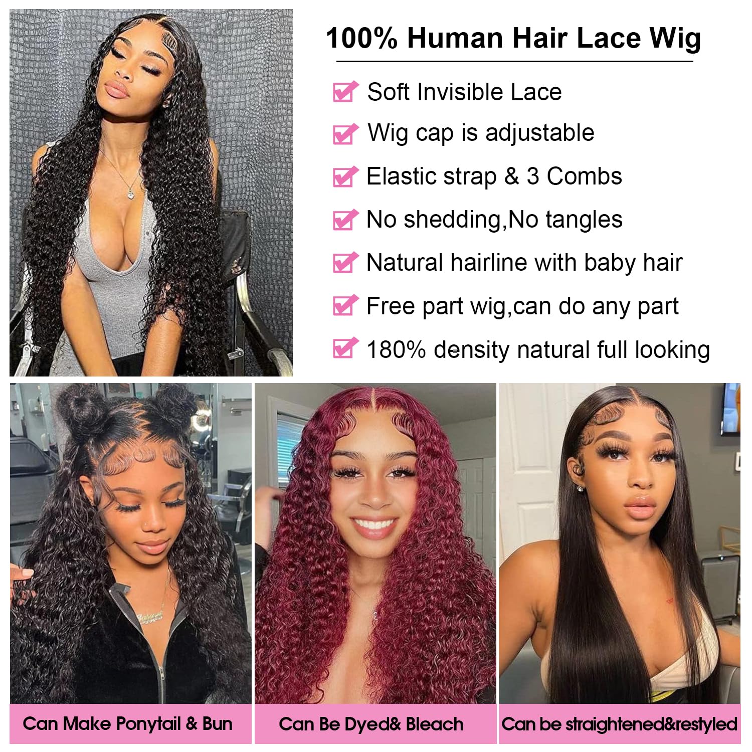 Ksflaae Water Wave HD transparent lace front provides breathable, skin-tone blend.