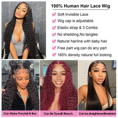 Ksflaae Water Wave HD transparent lace front provides breathable, skin-tone blend.