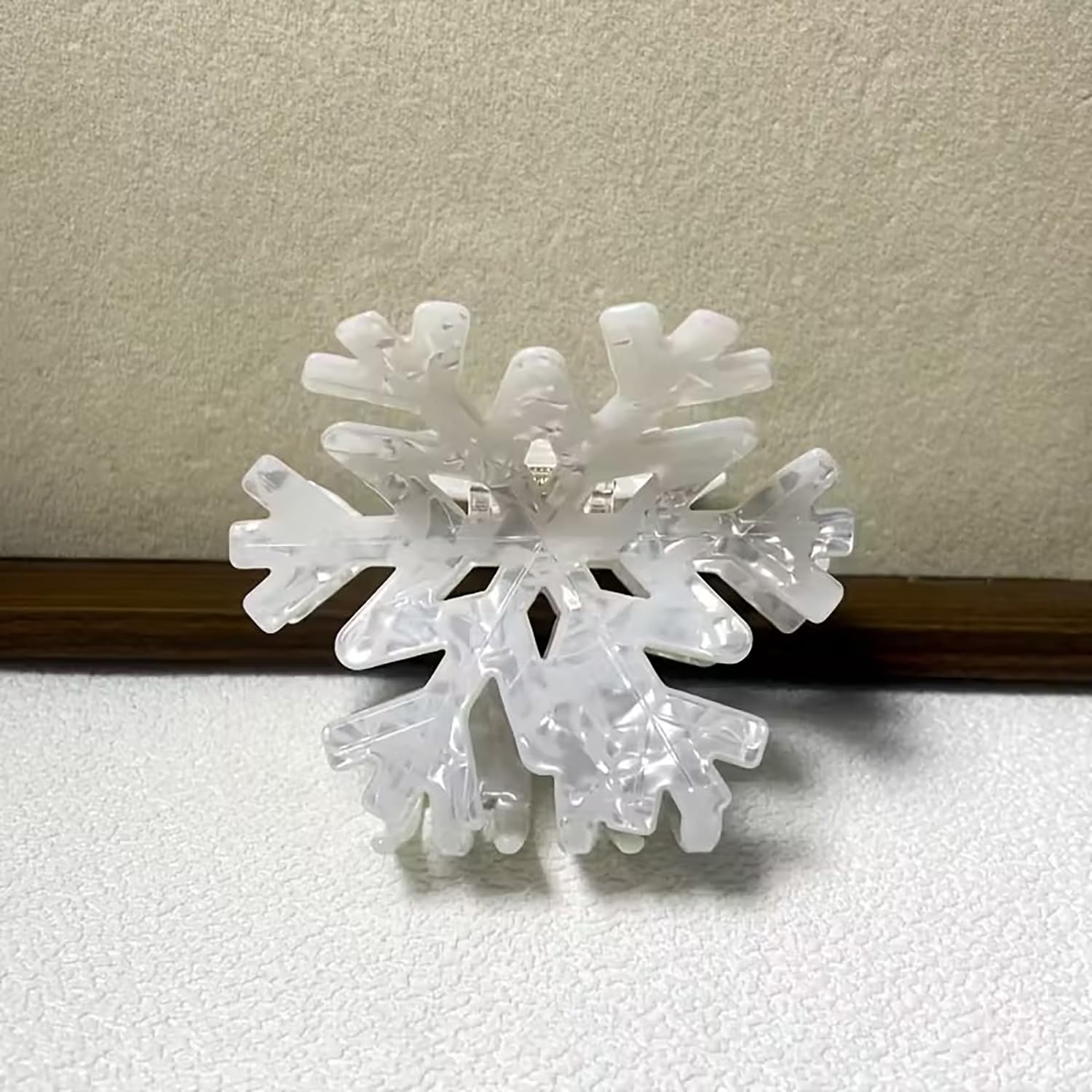 KSTBJN Christmas outfit shot with snowflake clip as a festive accent