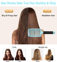 KTKUDY boar bristle hairbrush soft glide for healthier shine and oil distribution