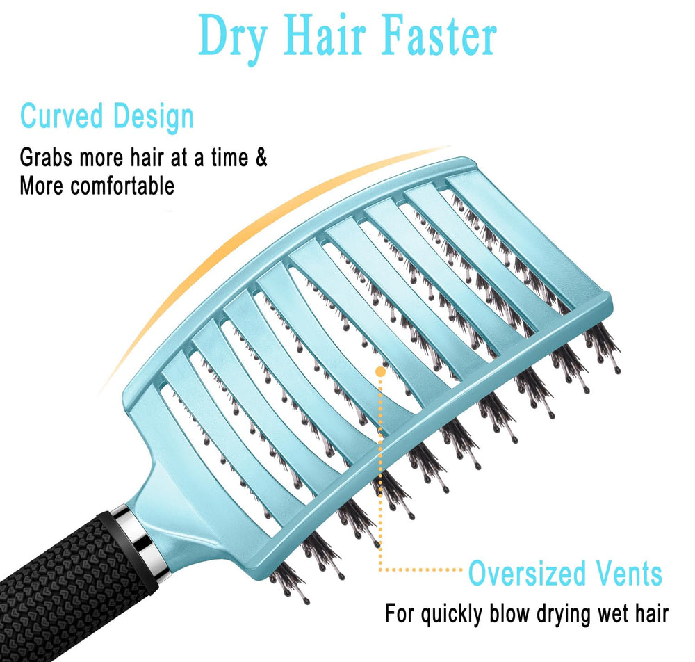 KTKUDY closeup of soft bristles shows gentle detangling with minimal tugging