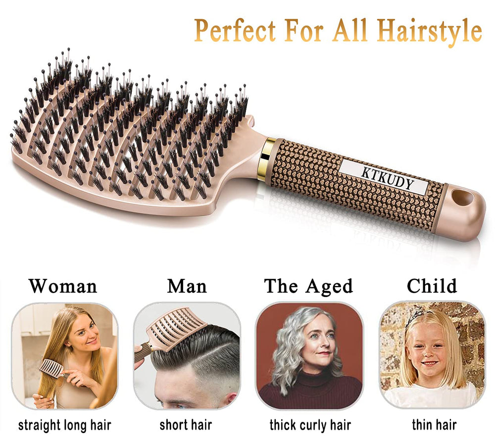 KTKUDY detangling brush child-friendly design for painless brushing kids and adults.