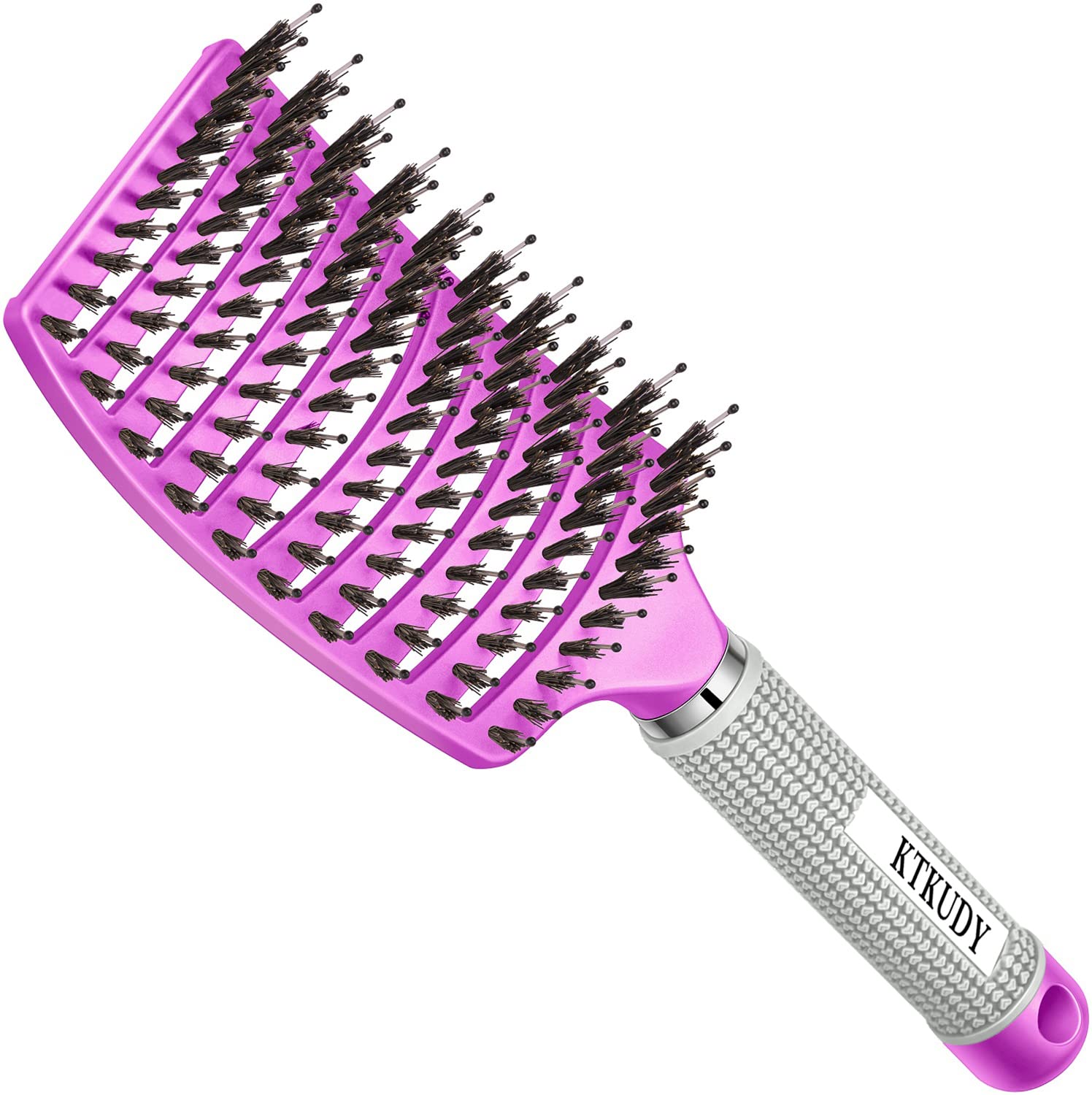 KTKUDY Detangling Brush with soft bristles eases knots on all hair types