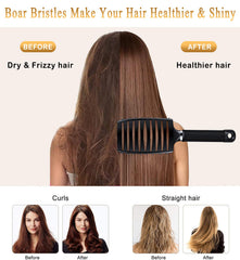 KTKUDY Detangling Brush boar bristles close-up natural oil distribution