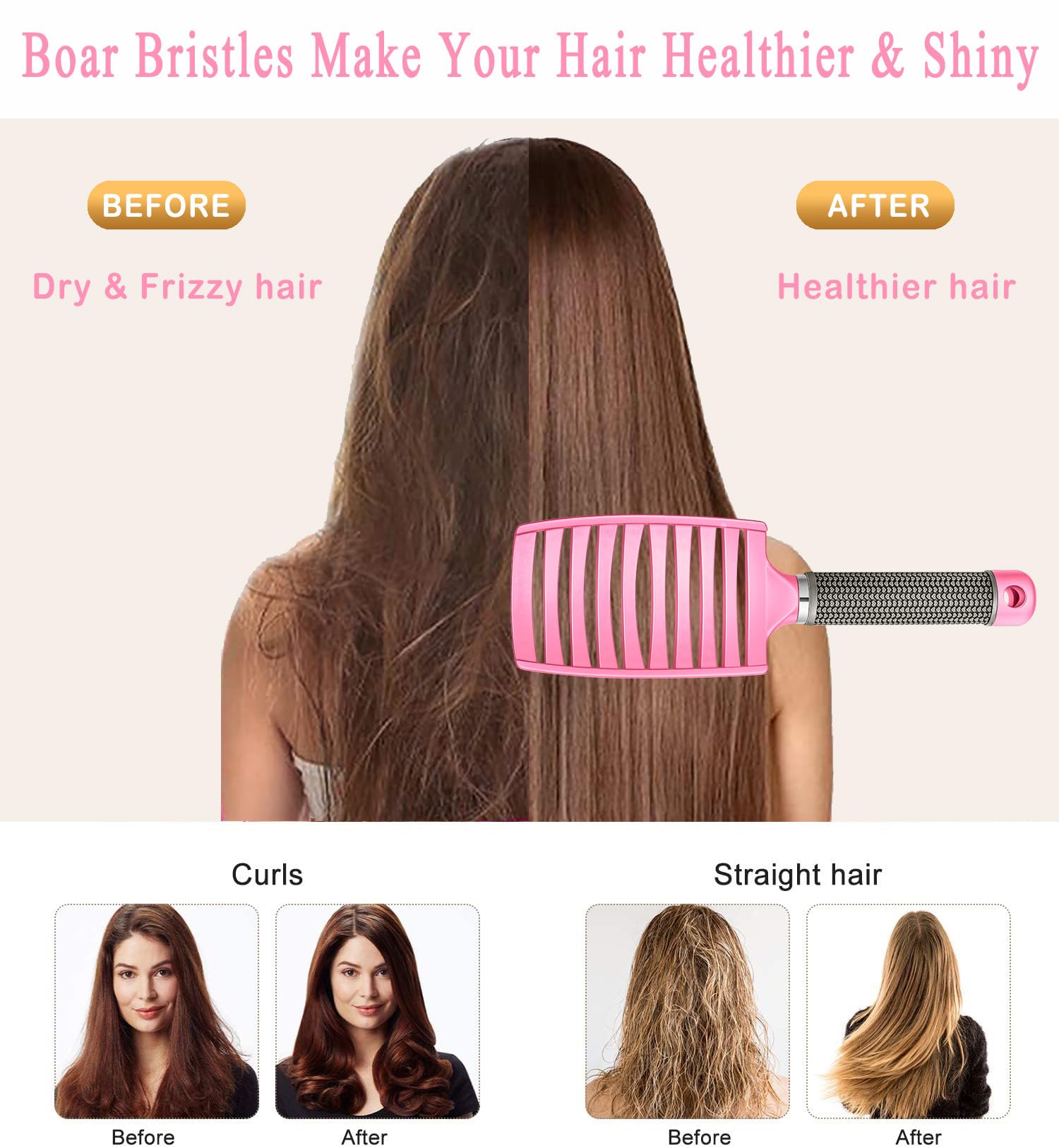 KTKUDY Detangling Brush curved vented design promotes faster blow-drying.