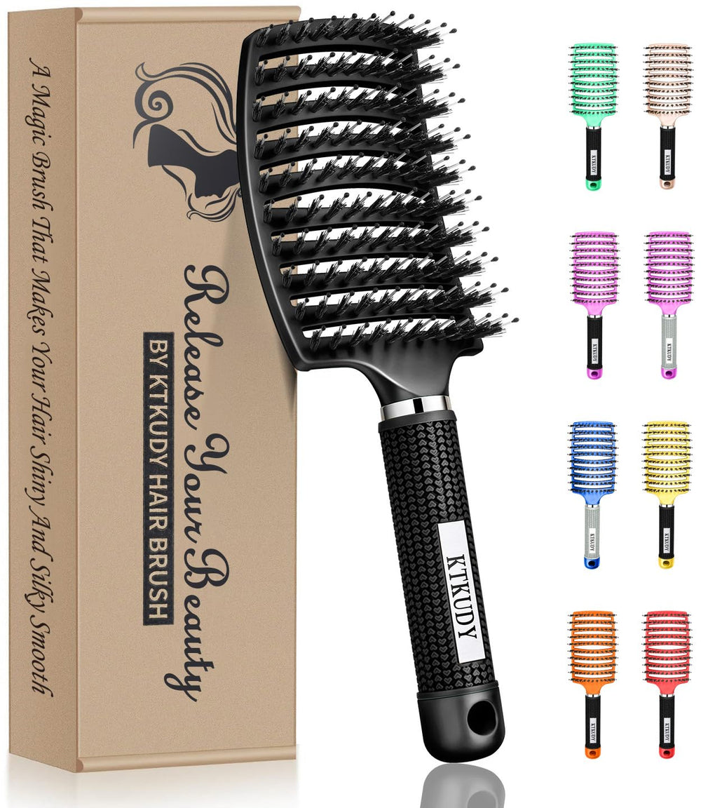 KTKUDY Detangling Brush curved vented design close-up smooth detangling