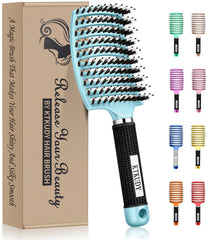 KTKUDY detangling brush curved vented light blue for smooth detangling and quick drying