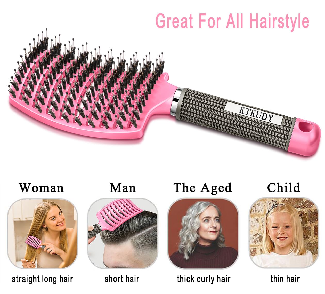 KTKUDY Detangling Brush provides gentle scalp massage during brushing.