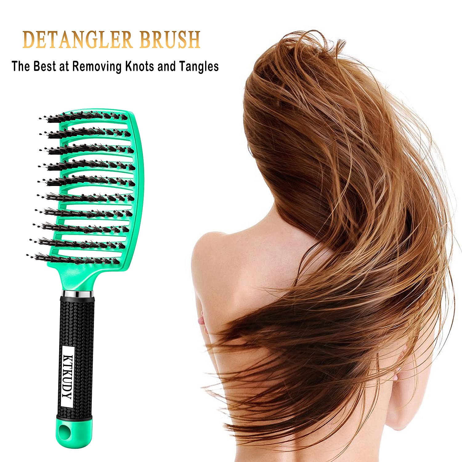 KTKUDY Detangling Brush demonstrates natural oil distribution for shine.