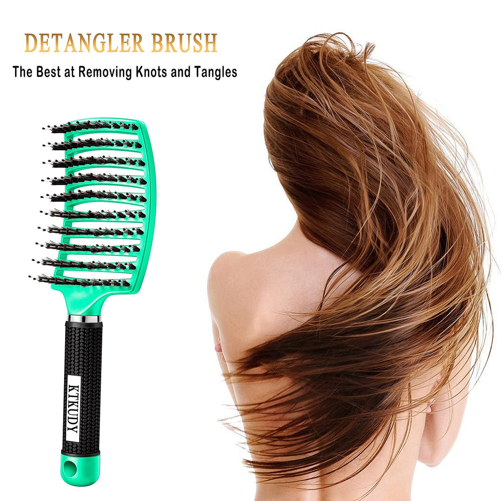 KTKUDY Detangling Brush demonstrates natural oil distribution for shine.