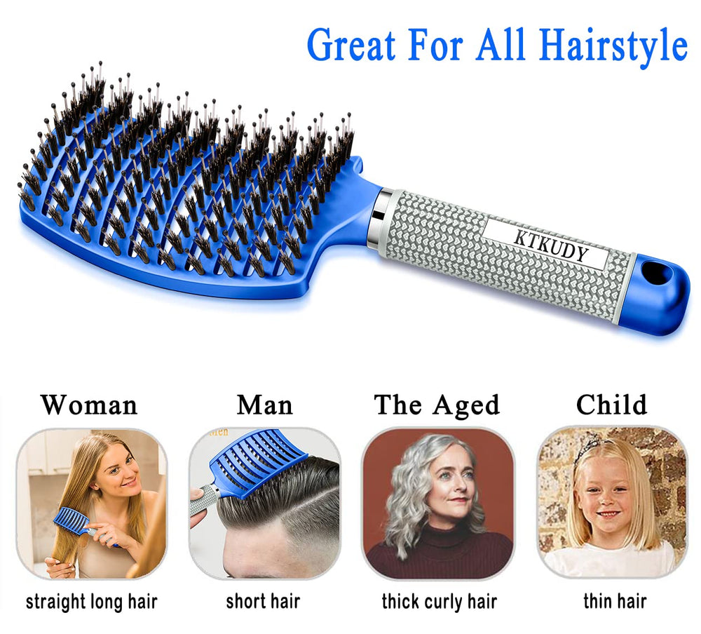 KTKUDY Detangling Brush packaging blue closeup as a gifting idea.