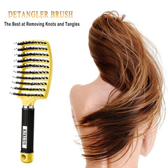 KTKUDY detangling brush close-up shows ultra-soft bristles minimize tugging
