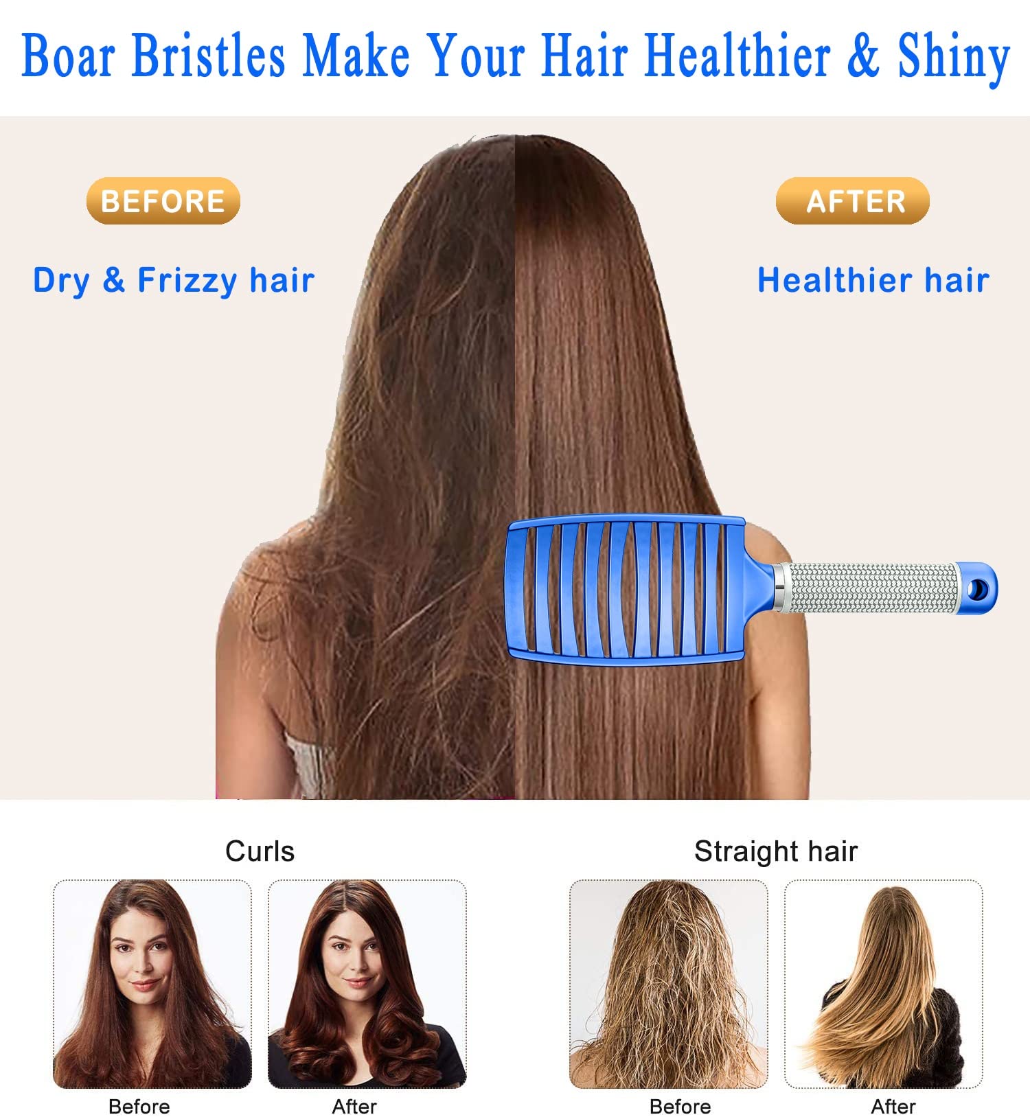 KTKUDY Detangling Brush vented design closeup highlights quick-dry benefits.