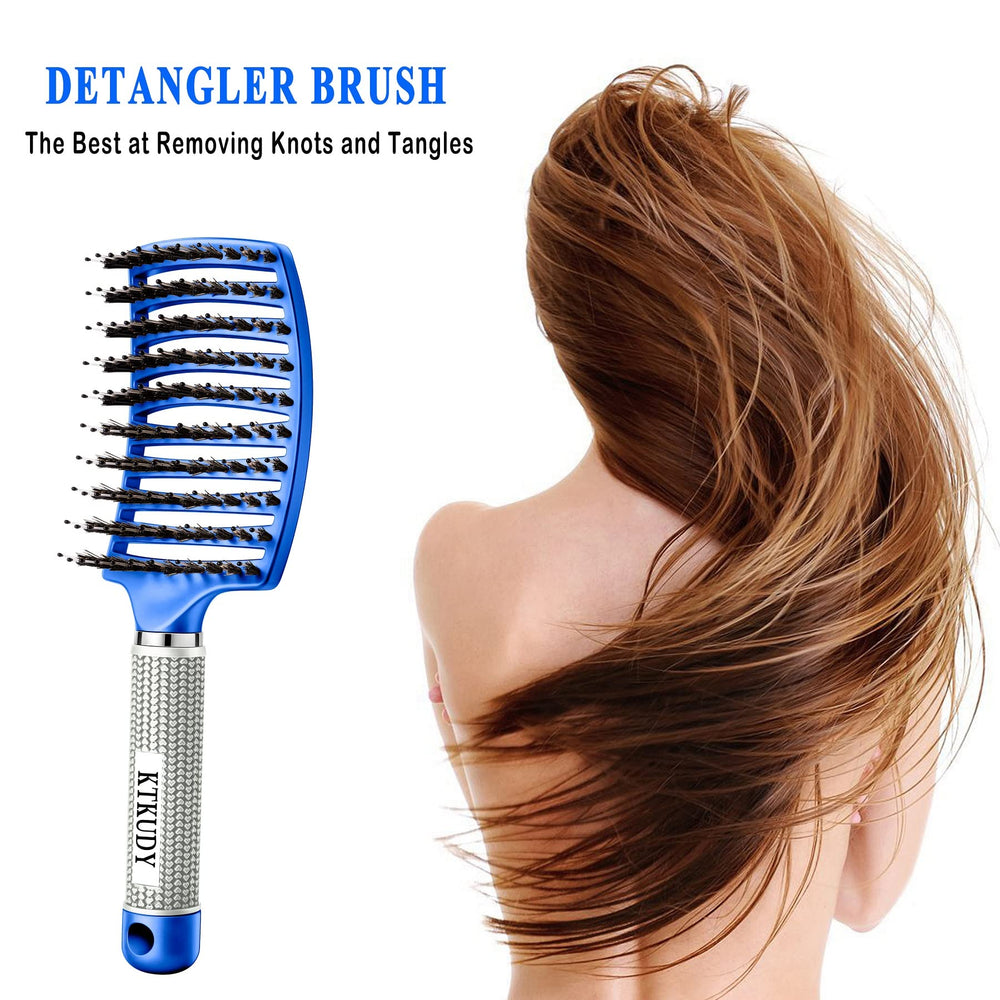 KTKUDY Detangling Brush wet-dry use closeup for tangle-free styling.