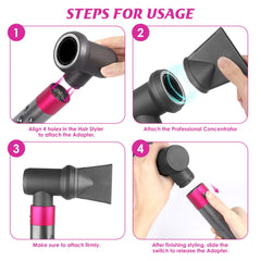 Kuflant magnetic attachment adapter enables quick, tool-free switching during styling.
