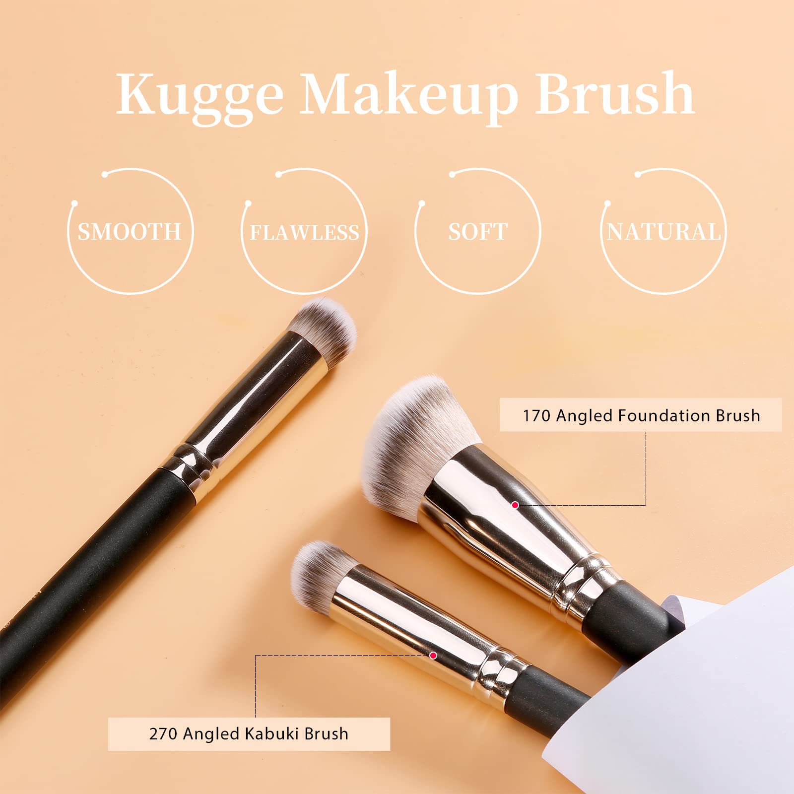 Kugge foundation brush angled-flat-top for even, natural-looking base makeup.