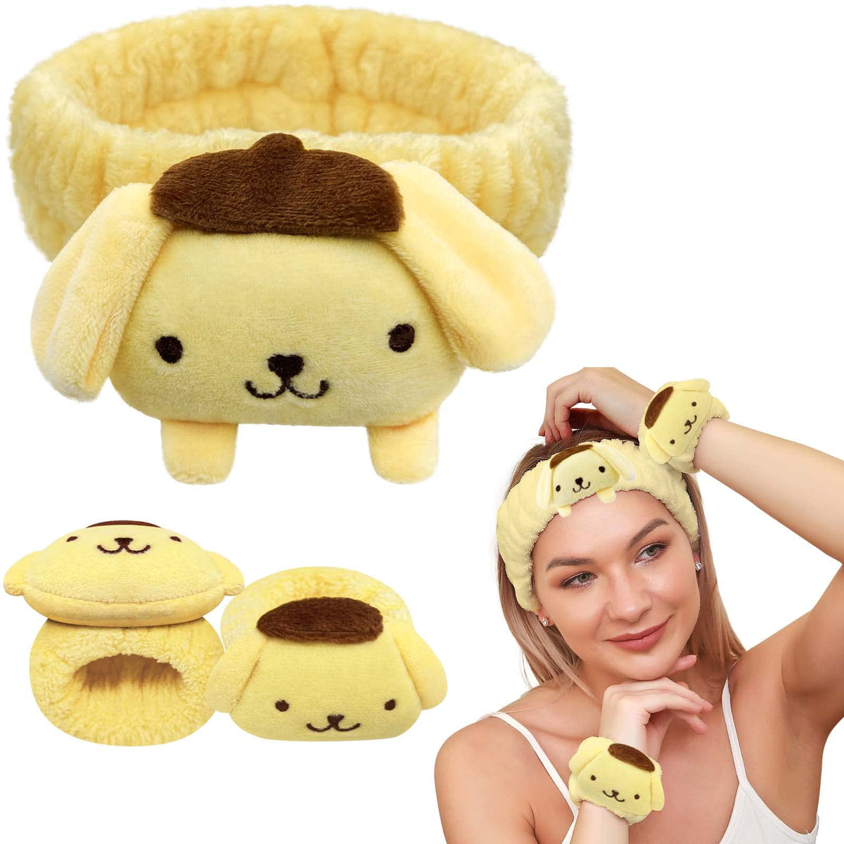 Kugiter cute spa headband keeps hair away from face during washing.