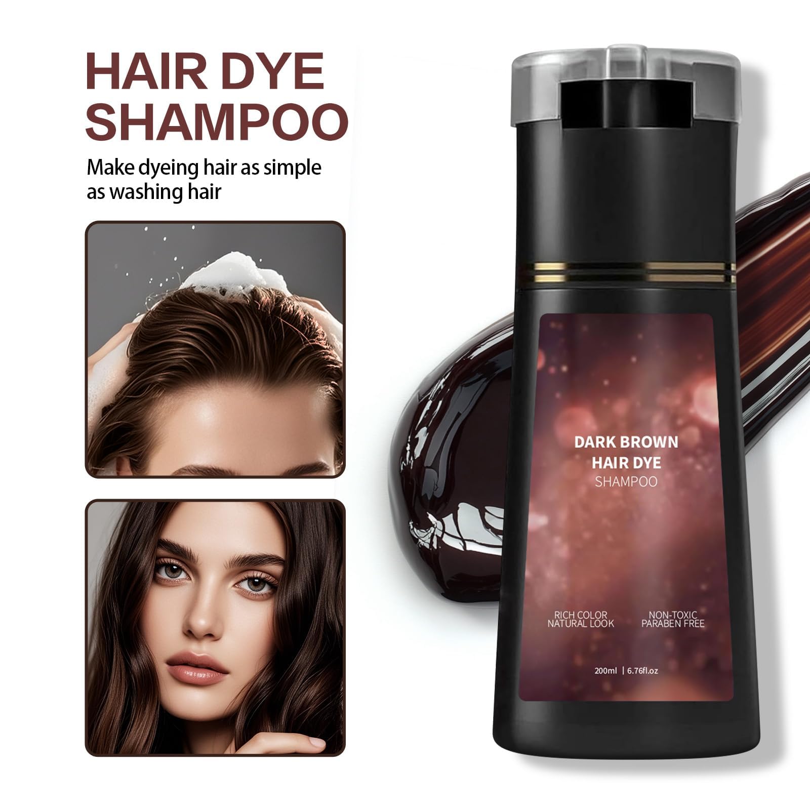 KUKSY Hair Color Dye Shampoo gray-coverage result under natural light.