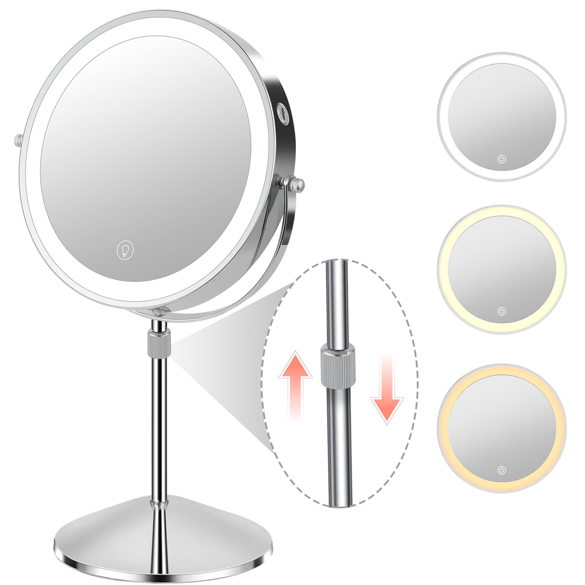 KuMers lighted makeup mirror 10X magnification for precise brows and eyeliner