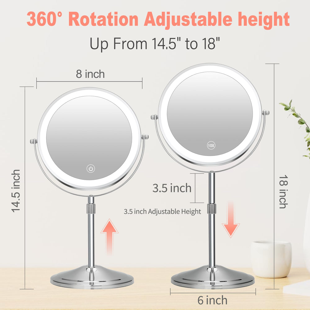 KuMers lighted makeup mirror double-sided with illumination for flawless makeup application