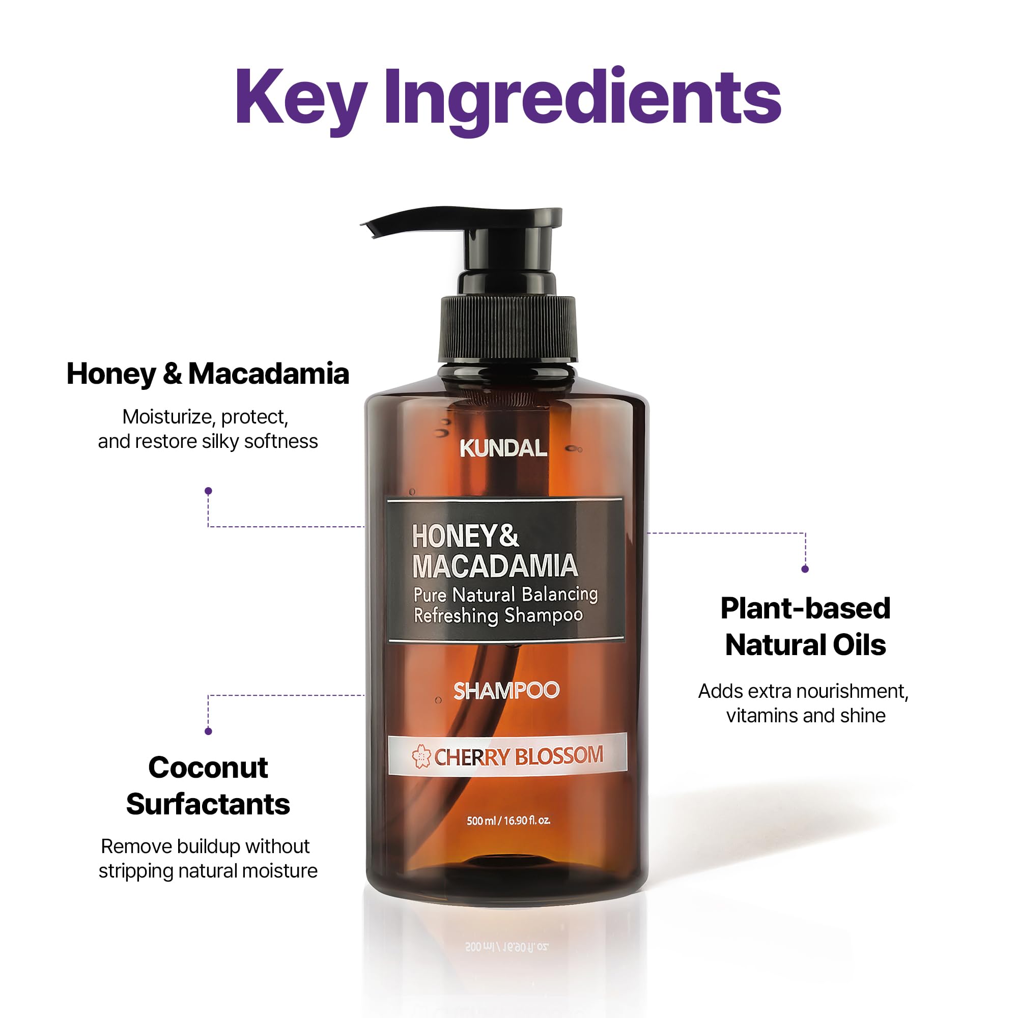 KUNDAL Argan and Macadamia oil ingredients panel highlighting deep hydration.