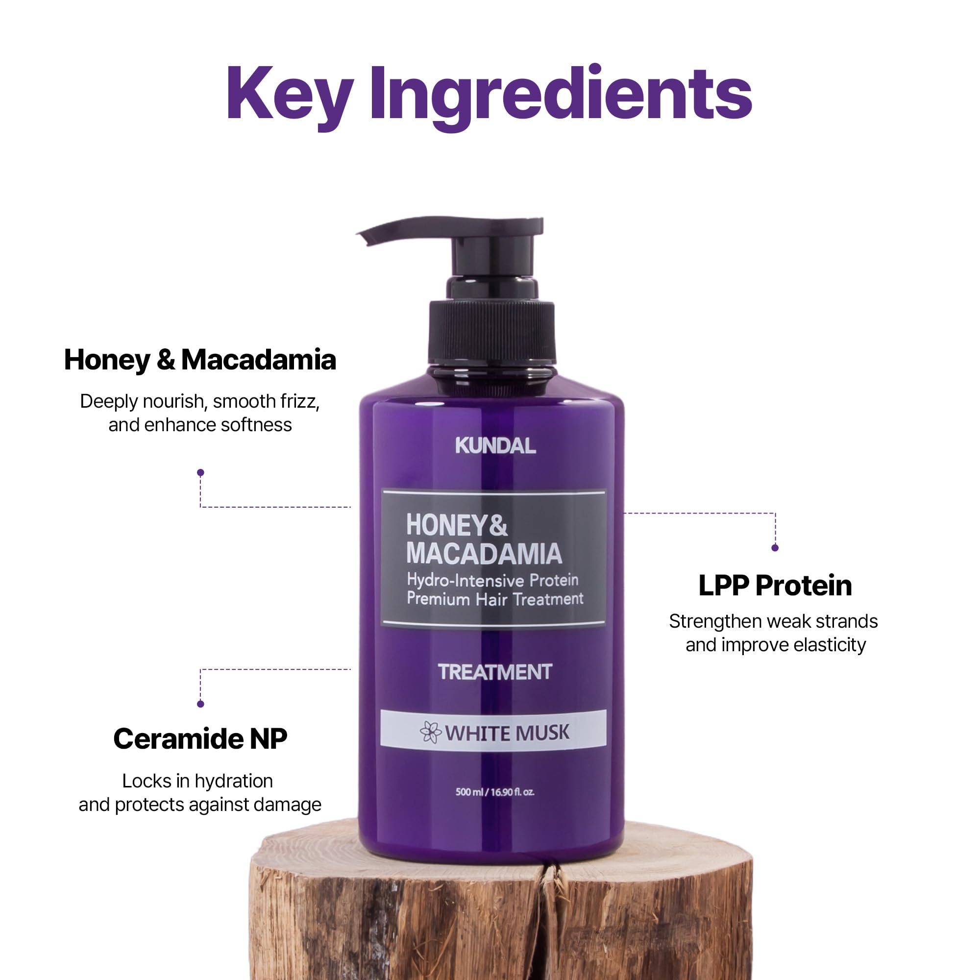 KUNDAL conditioner close-up emphasizes deep hydration and detangling ease.