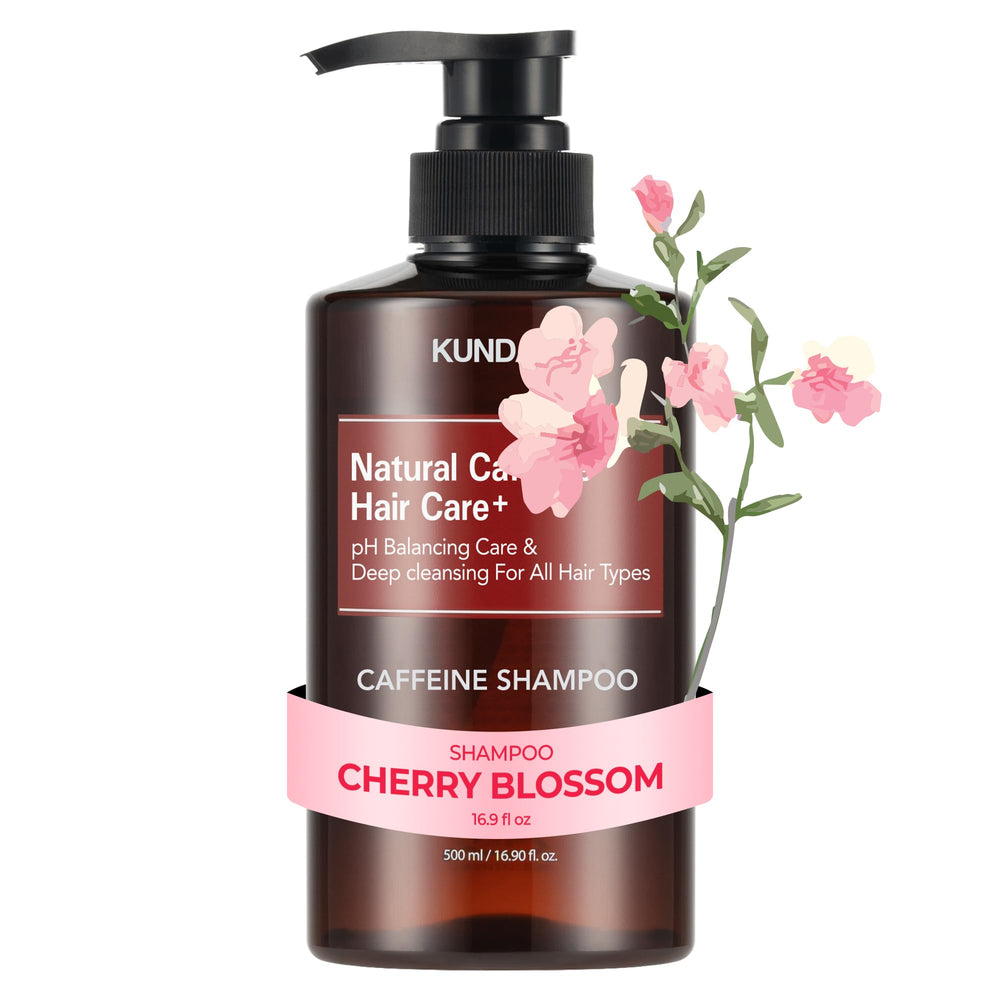 KUNDAL Korean Caffeine Scalp Shampoo bottle in Cherry Blossom for refreshed scalp