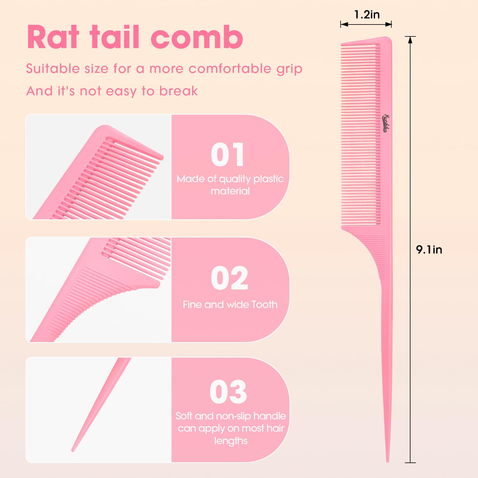 Kunihiko rat tail comb fine-tooth detail for precise parting