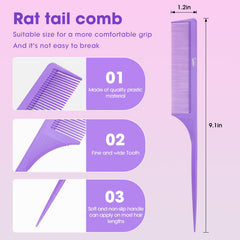 Kunihiko rat-tail comb parting tip demonstrates precise sectioning capability.
