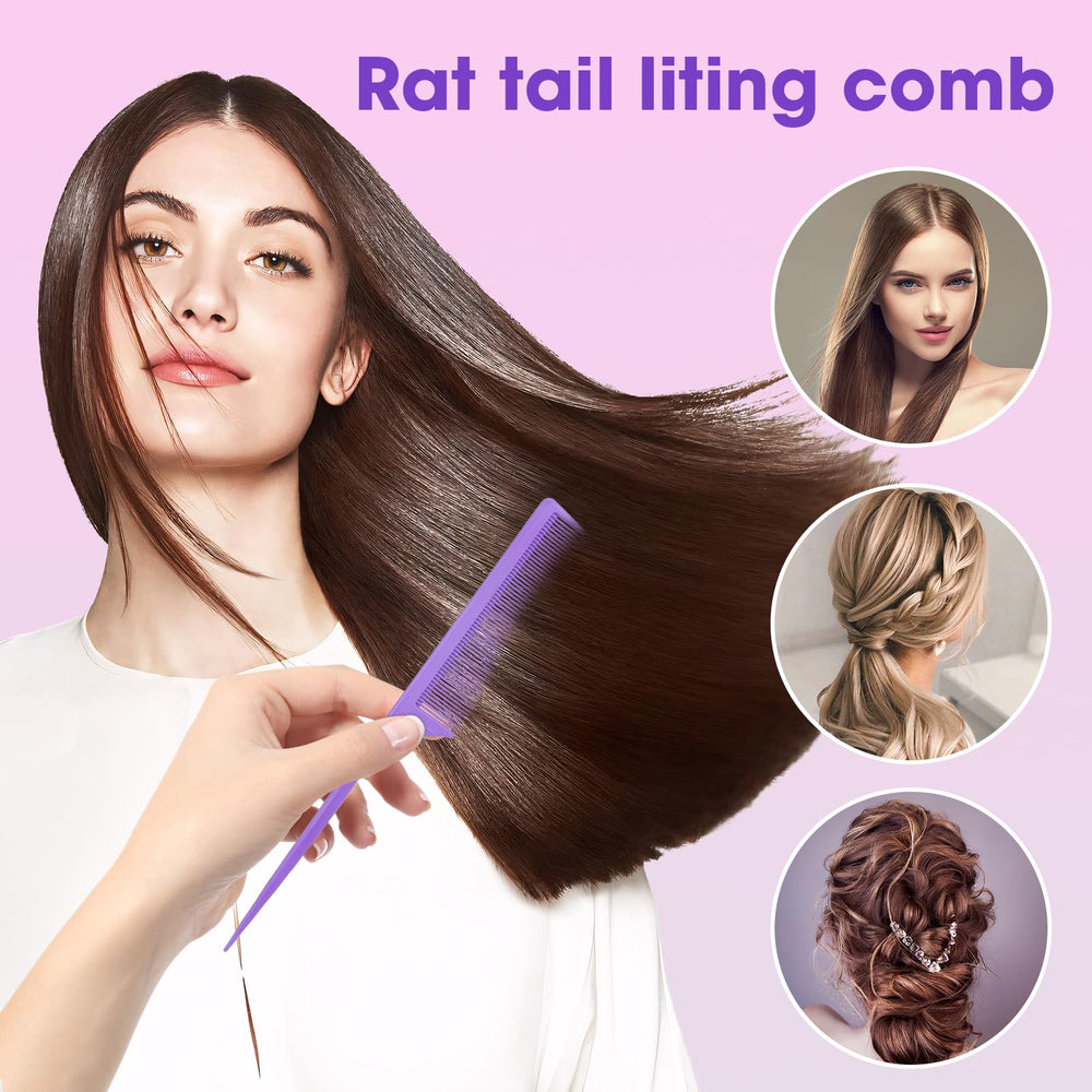Kunihiko rat-tail comb tapered handle offers enhanced styling control.