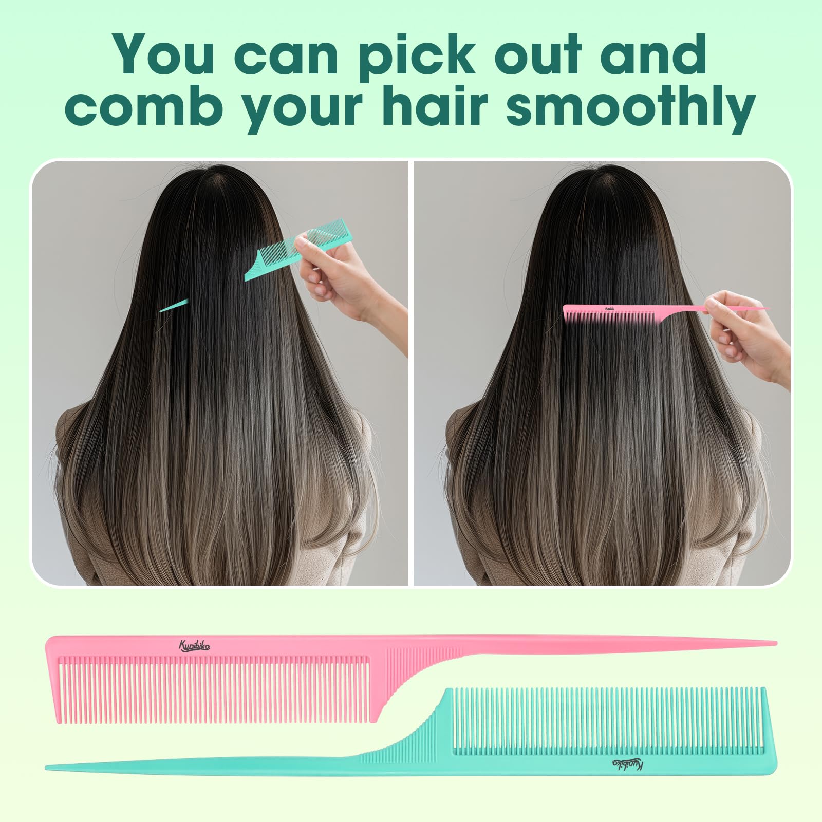 Kunihiko rat-tail comb suitable for wet and dry hair across textures.