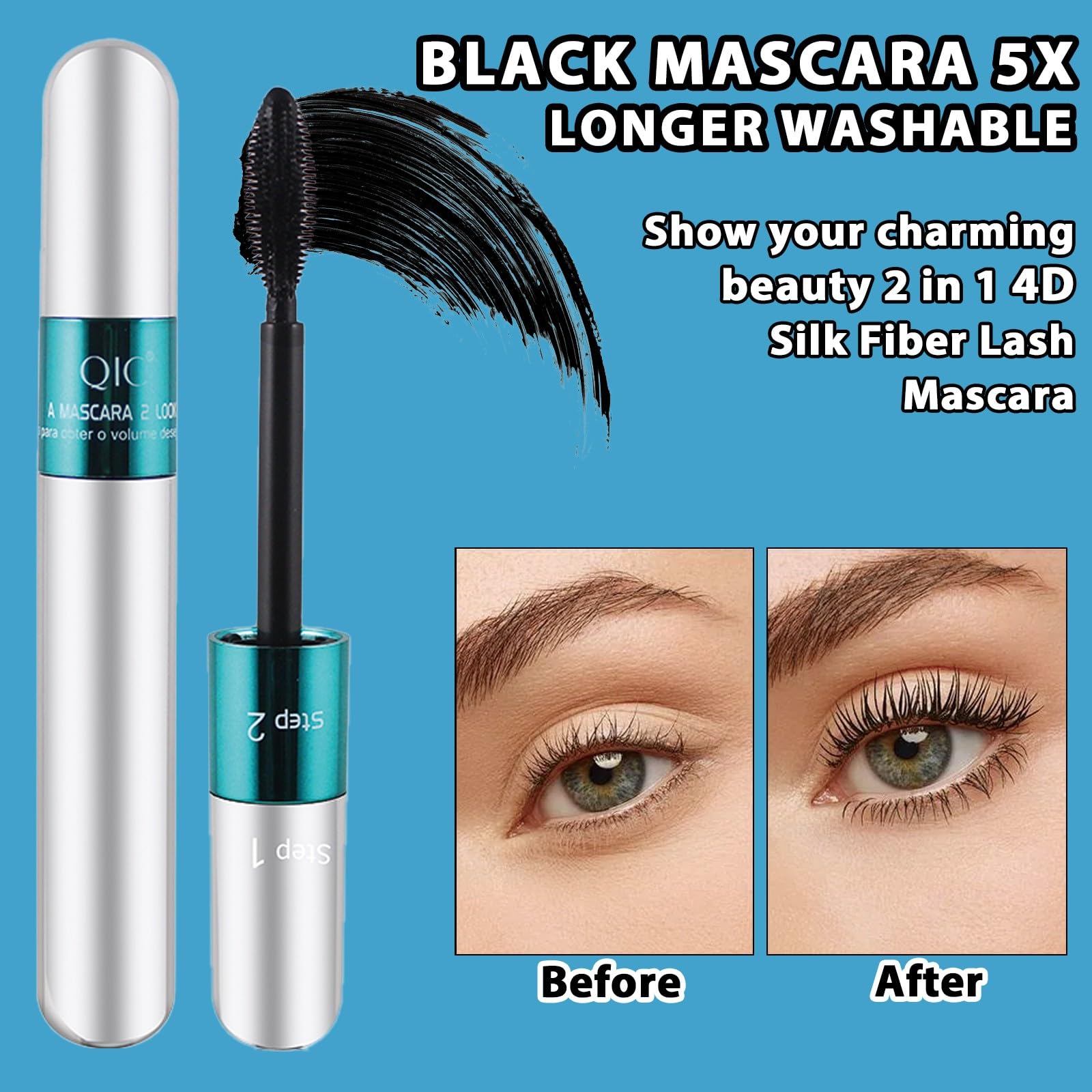KUNSHNBEI QIC two-step application demo showing clean, separate lashes