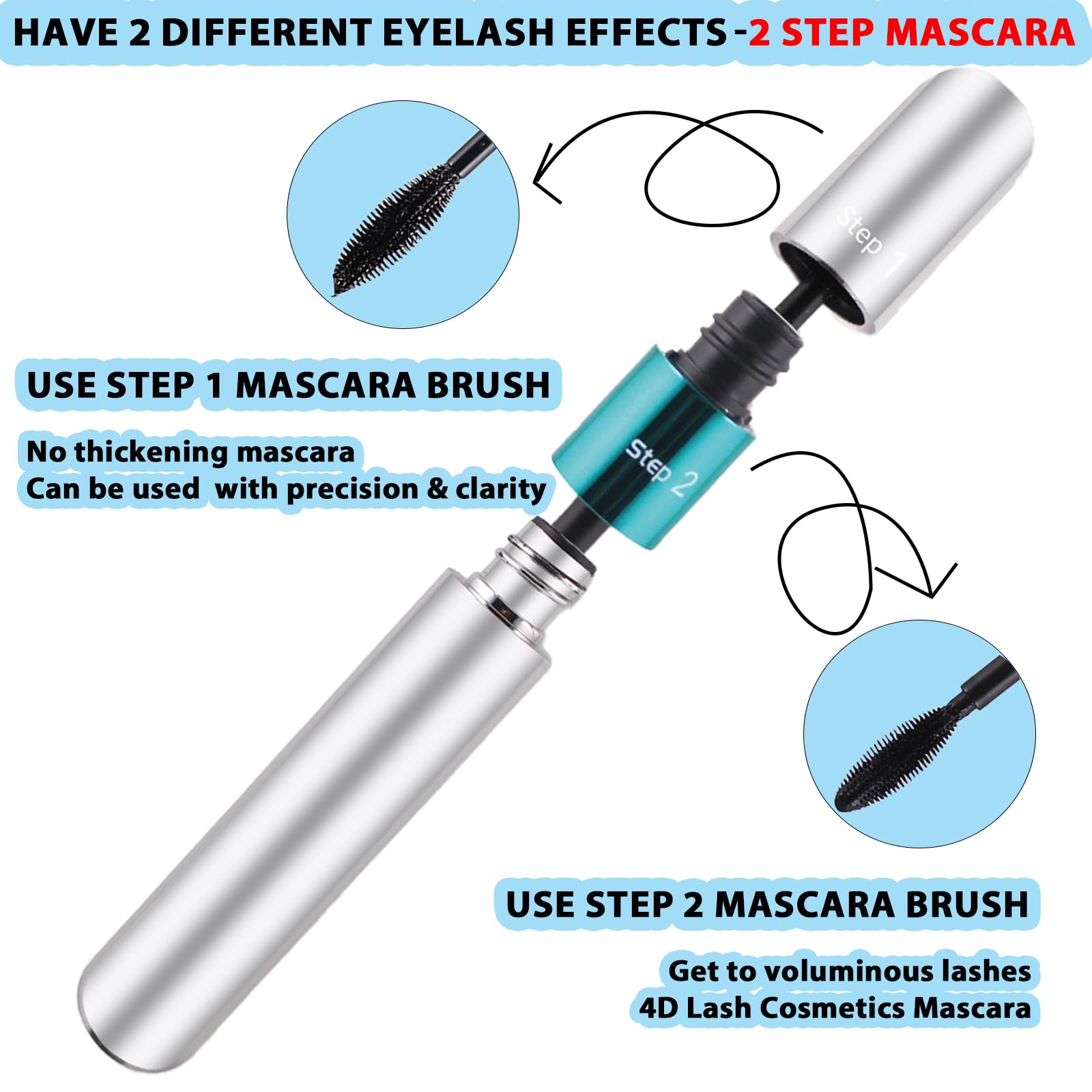 KUNSHNBEI QIC brush design close-up demonstrates dual-brush versatility for volume and length