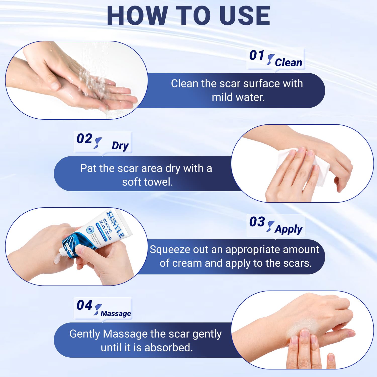 Kunyle Scar Cream quick-absorbing formula nourishes skin