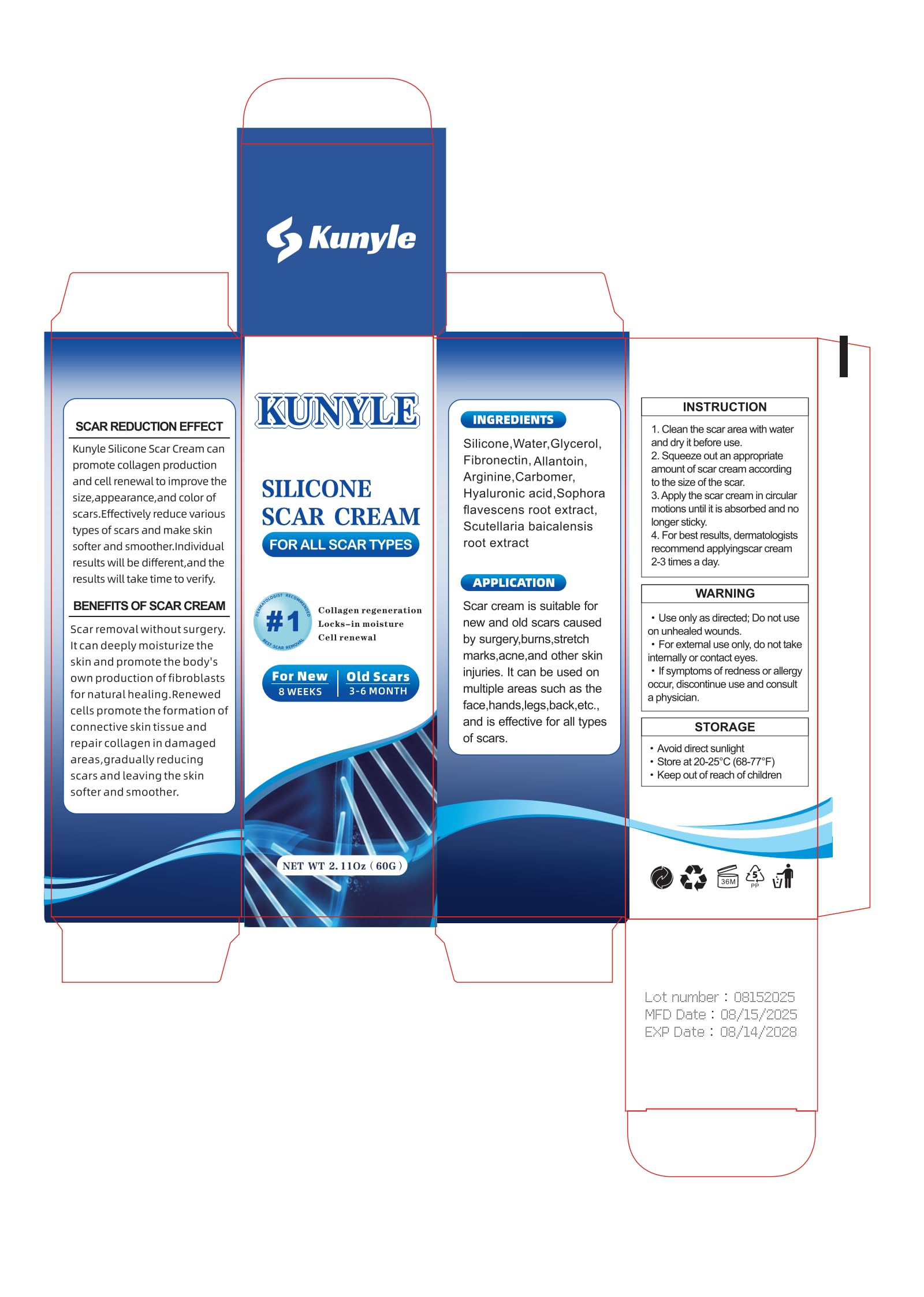 Kunyle Scar Cream pairs with silicone stickers and patches for enhanced results