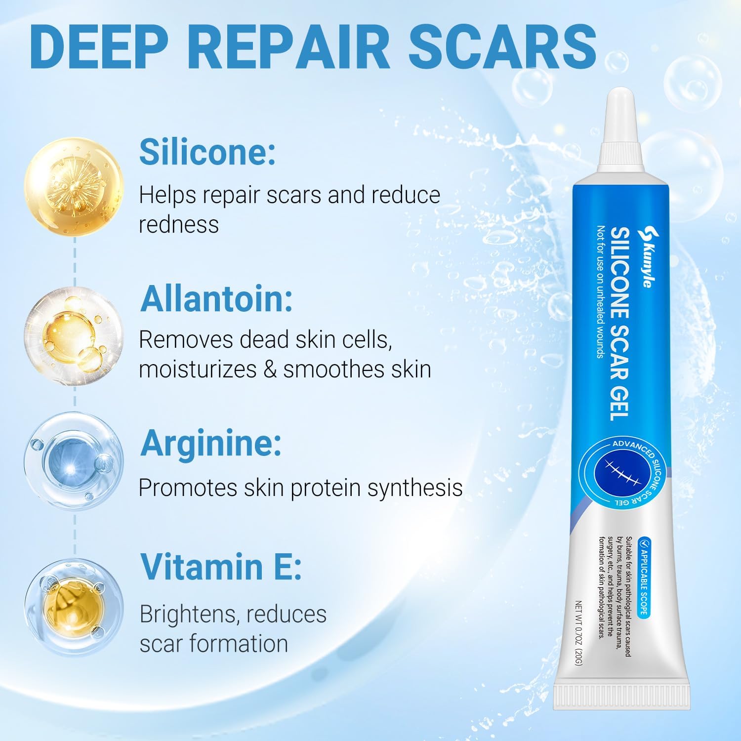 Kunyle scar gel absorption demo captures quick hydration