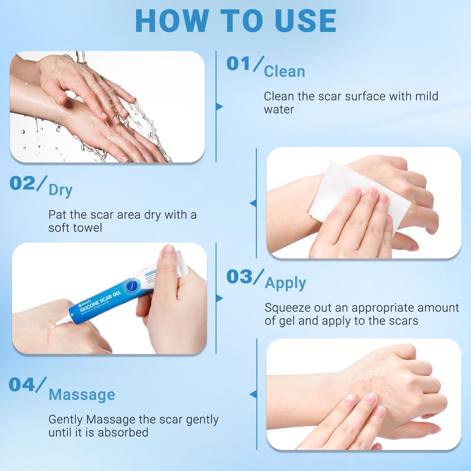 Kunyle scar gel moisturizing action for radiant skin