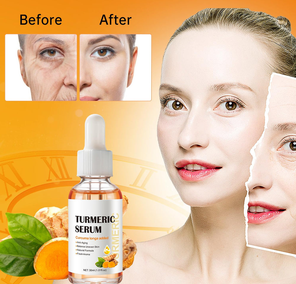 Kurchugo Turmeric Serum texture spotlight shows lightweight, non-greasy feel.