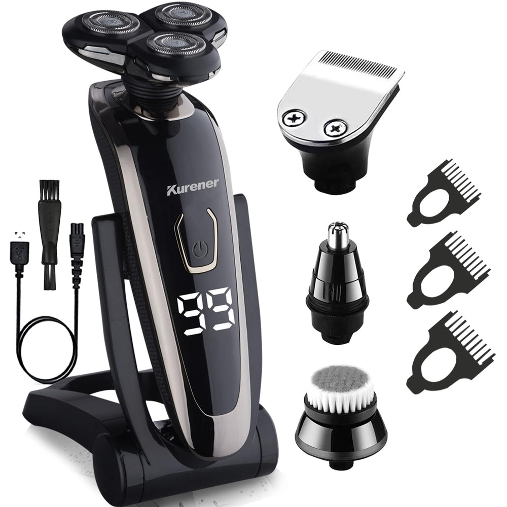 Kurener electric razor with clear recharge indicator and battery status display