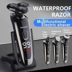 Kurener electric razor shown for wet and dry use with flexible grooming options