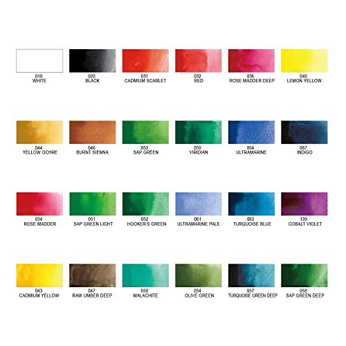 Kuretake Gansai Tambi color chart helps you distinguish hues quickly.