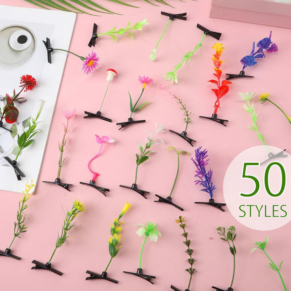 Kurilai 50-piece plant hair clip pack for sharing and styling versatility