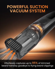 kurtmark vacuum beard trimmer built-in vacuum captures hair during trimming