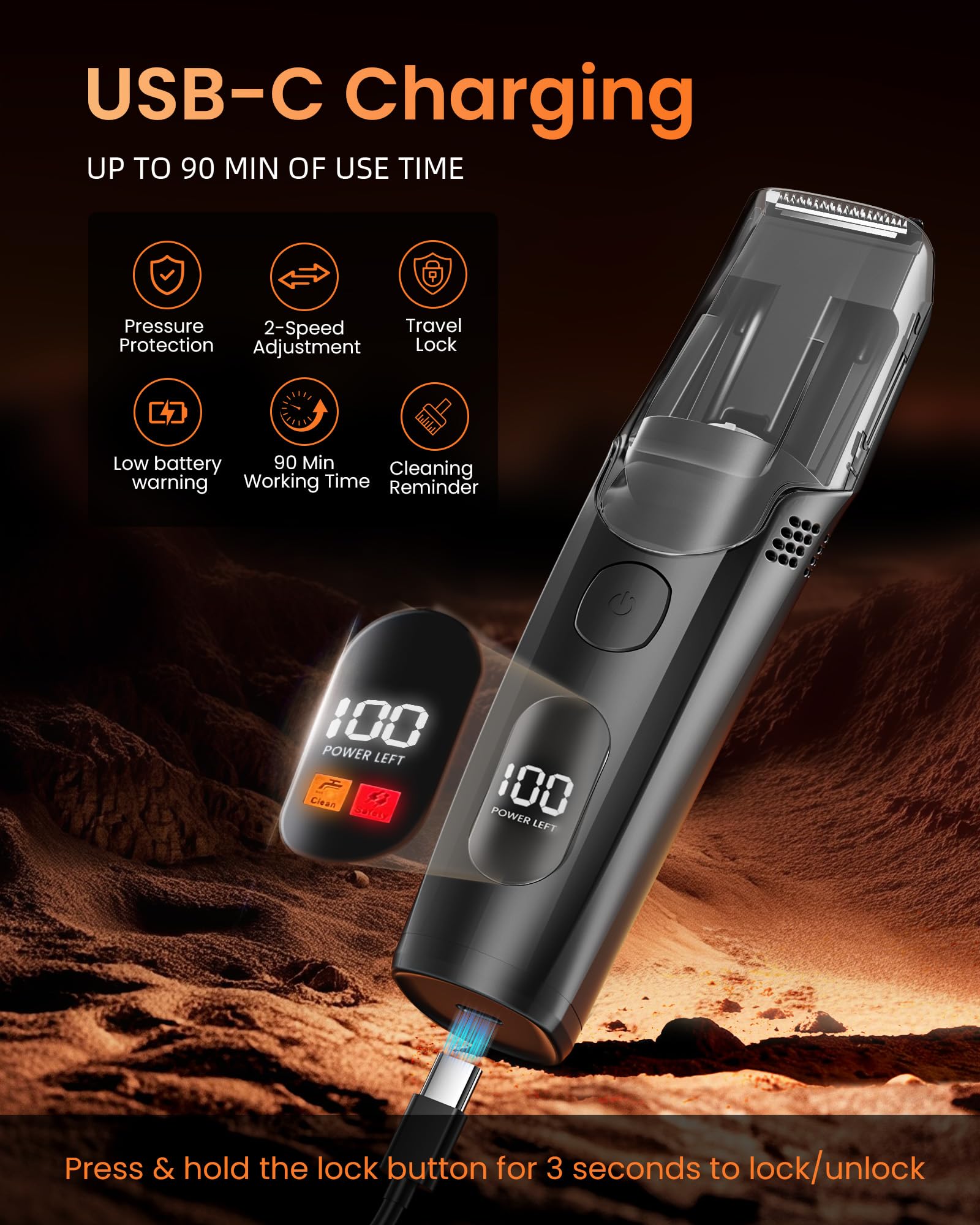 kurtmark vacuum beard trimmer cordless operation for home or travel